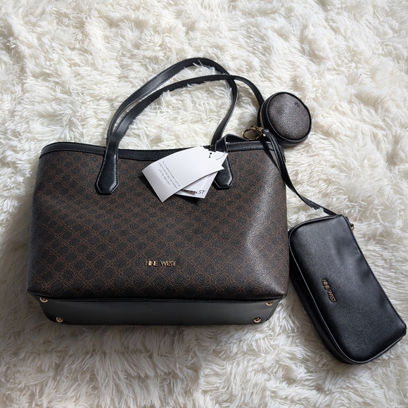 Set Nine West Jordi Trap Shoulder Tote Bag and Crossbody - Picture 8 of 12